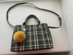 &chouette 緑色チェック柄ハンドバッグとチャームのセット
