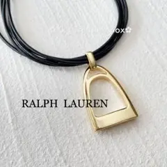 P540/RALPH LAUREN/ブラックレザー革幸運の馬蹄ゴールドネックレスのサムネイル