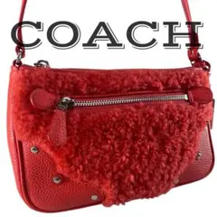 【美品】 COACH コーチ ショルダーバッグ モコモコ 赤 レッド y2k