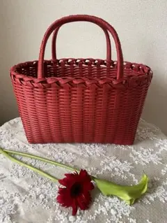 かごバッグ 赤