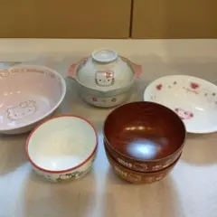 ※希少品 まとめ売り※ ハローキティ お茶碗 お椀 皿 ボウル 小鍋 6点