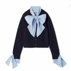 SNIDEL スナイデル ボウタイドッキングニットプルオーバー ネイビー