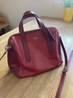 ほぼ新品・極美品】Fossil レッド レザー ショルダーバッグ ストラップ 