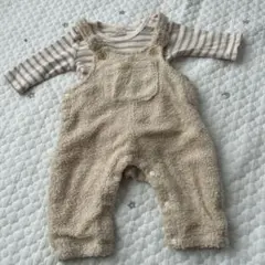 petit main ベージュロンパース・カバーオールセット