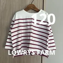 120cm LOWRYS FARM 白と紫のボーダー　長袖カットソー