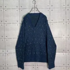 【希少カラー】90s US古着 ペイズリー モヘアニット 総柄 レアデザイン