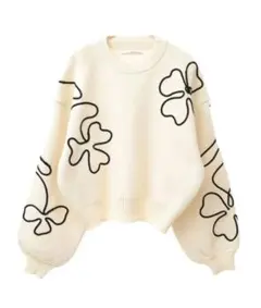 Green Parks ＥＬＥＮＣＡＲＥ　ＤＵＥ　コード刺繍花柄ニット