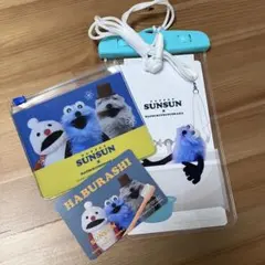 パペットスンスン//スライダーポーチ＆カードステッカー &防滴ポーチ　3点セット