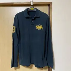 ラルフローレン ラガーシャツ 長袖 黒 エルボーパッチ L y2k swag