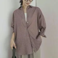 美品△TICCAティッカ//ストライプキーネックシャツ△プルオーバー 
