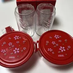 Coca-Cola グラスセット　タッパー桜模様 4点セット　非売品　新品