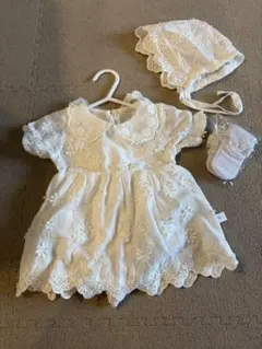 ホワイト 花柄　セレモニードレス　退院着　女の子　新生児　ベビードレス　春夏秋