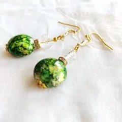 No.2953 グリーンモザイクなピアス