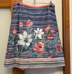 LAURA ASHLEY ローラアシュレイ 花柄スカート 13号 ブルー系
