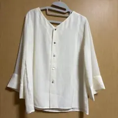 ホワイト 五分袖 シャツ・ブラウス