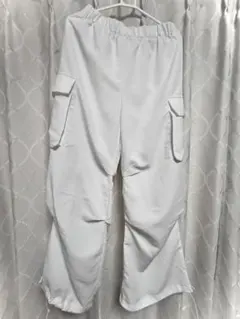 ホワイト カーゴパンツ ウエストゴム ズボン