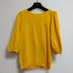 バーバリー　ブルーレーベル　刺繍　イエロー　ニットトップス　バックリボン　38