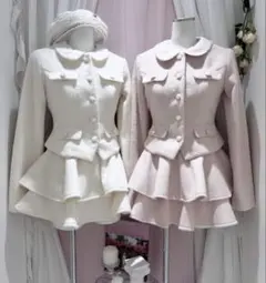 BUBBLESフリース風ジャケット＆スカートセットアップ PINK