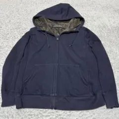 UNIQLO ユニクロ　ネイビー パーカー ファー裏地　ボアスウェット