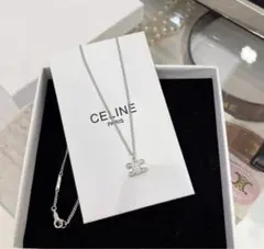 正規 美品】CELINEビッグロゴマカダム柄銀色トリオンフ/ネックレス 