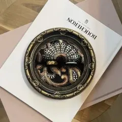 【handmade】リングピロー　インド刺繍リボン　サークル　ブラック