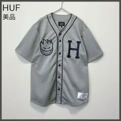 【ハフ×スピットファイア】 コラボ 刺繍 ベースボールシャツ/美品/グレー