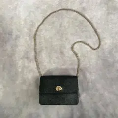 coachコーチ　ミニショルダーバッグ ゴールドチェーン ブラック シボ革