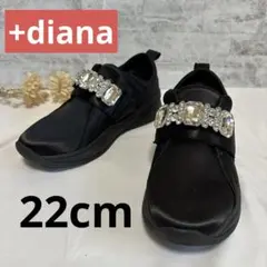 +diana プラスダイアナ　クリスタルサテンスリッポンスニーカー　ブラック