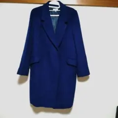 美品　深みブルー　チェスターコート