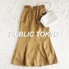 PUBLIC TOKYO　美シルエットスラブサテンマーメイドスカート　ゴールドのサムネイル