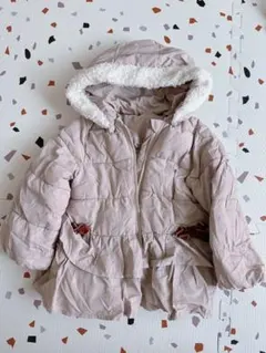 フリル付き薄ピンクダウンコート 90サイズ