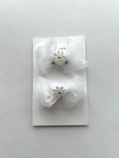 ホワイトリボンヘアゴム2個セット