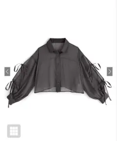 シースルーリボン付きクロップドシャツ