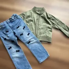 petit main リボン付きデニムパンツ 110cmのサムネイル
