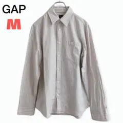 【美品】 ギャップ ［M］ ストライプ シャツ  コットン ベージュ 長袖