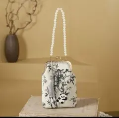 23 パンダ刺繍クラッチバッグ スマホポーチ 斜め掛け ミニポシェット