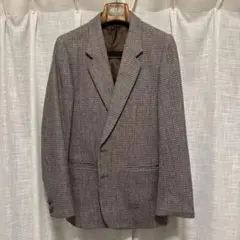 【古着】ブラウン チェック ツイードジャケット 70's Vintage 香港製