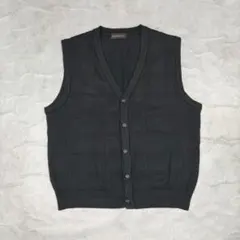 ブラック ニットベスト Vネック 前開き シンプル VINTAGE