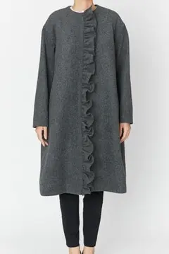 美品 YOKOCHAN ヨーコチャン フロントラッフルコート ベルト付 36
