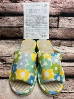 訳あり品特価！底メッシュヒールアップスリッパ パステルフラワー１足1,078円が