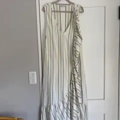 ZARA ストライプノースリーブロングワンピース