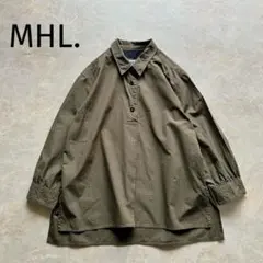 MHL.コットンチェックシャツ カーキグリーン サイズ1 プルオーバー 日本製
