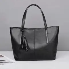 トートバッグ ブラック 黒 ビジネスバッグ タッセル付き レザー メンズ 上品