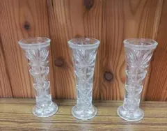 カットガラス花瓶 3個セット 約15cm