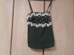 ワコール　サルート　CTJ290 花柄刺繍レース キャミソール ダークグリーンのサムネイル