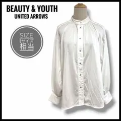 BEAUTY＆YOUTH　ブラウス　シャツ　ホワイト　白　シルバーボタン　L