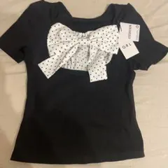 GRL ドット柄リボン付きトップス ブラック
