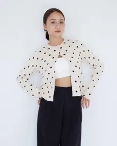 searoomlynn collab Openフロントカーディガン ドット