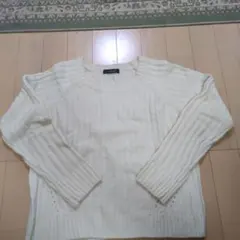 Discoatアイボリー リブ編み ニットセーター Fサイズ