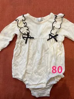 1度着用)ホワイトロンパース 長袖　80 女の子　バースデー